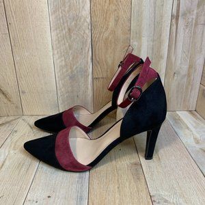 Franco Sarto Black and Burgundy Heels